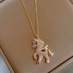 Gold Unicorn Pendant‎ Necklace for Kids